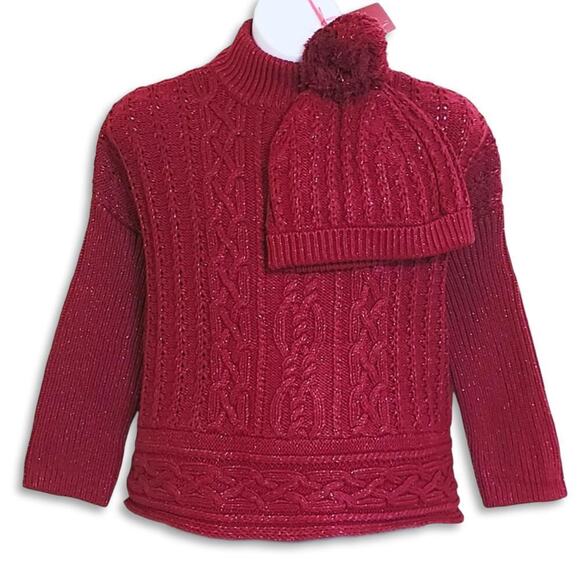 New LULURAIN Big Girl's Cable-Knit Boxy Sweater with PomPom Beanie Hat Set - Picture 1 of 7